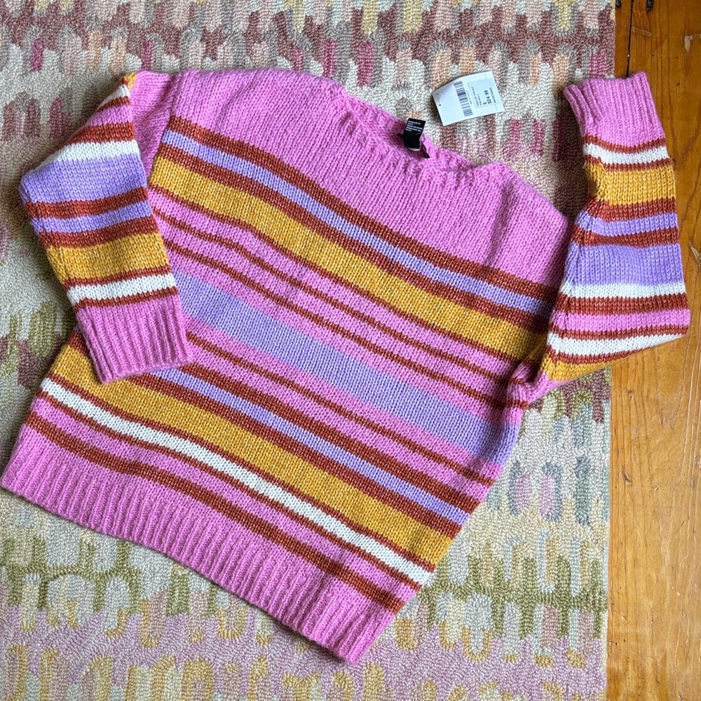Forever 21 Sweater Top/ Jumper Brady Bunch Pink/Multi stripes NWT small